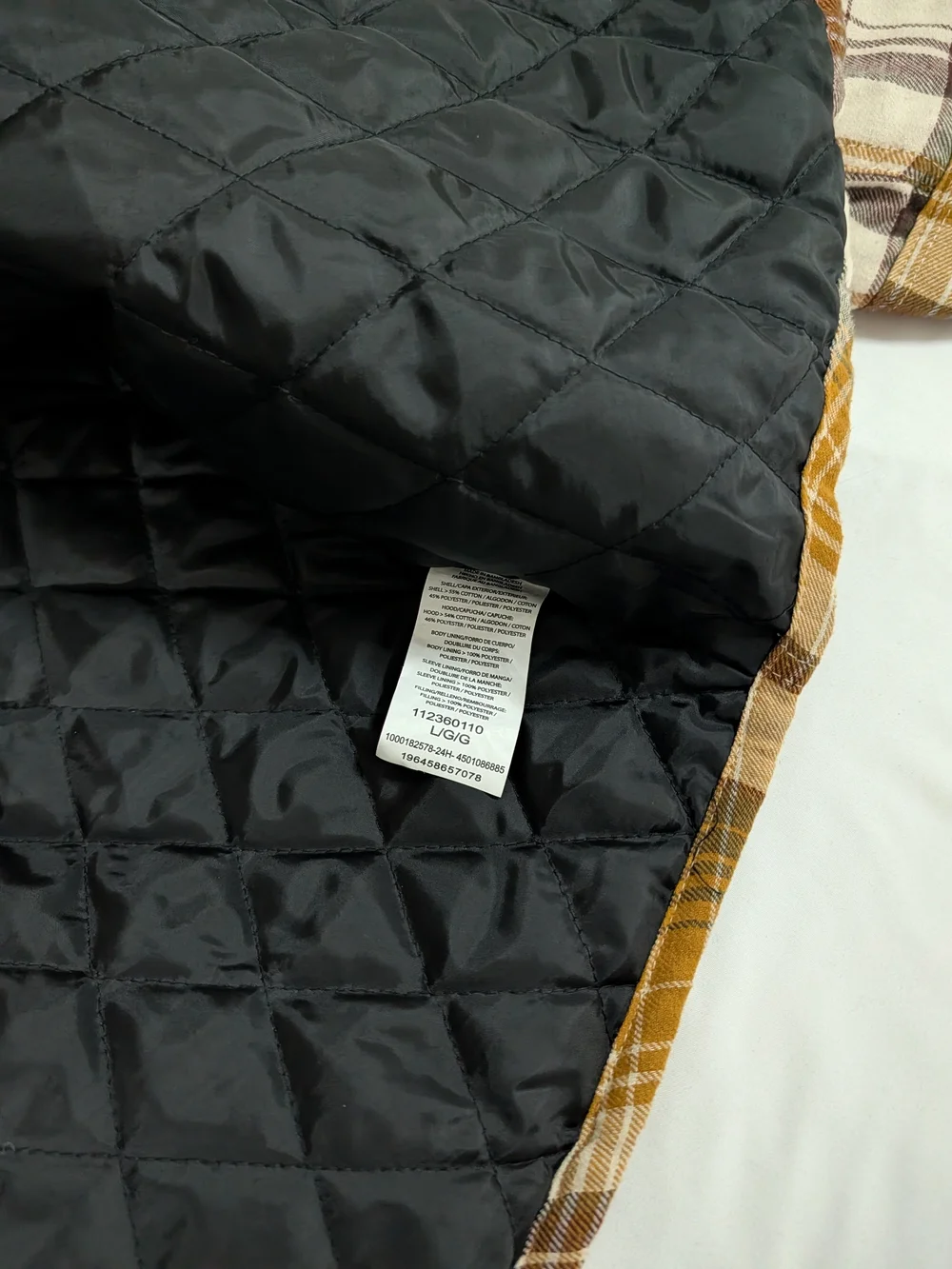 Wrangler Authentics Men's Quilted Lined Hooded Flannel Shirt Jacket Brown Plaid